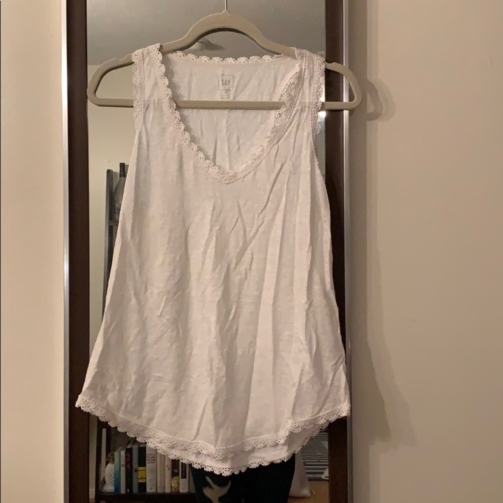 GAP White Linen Lace Detail Tank